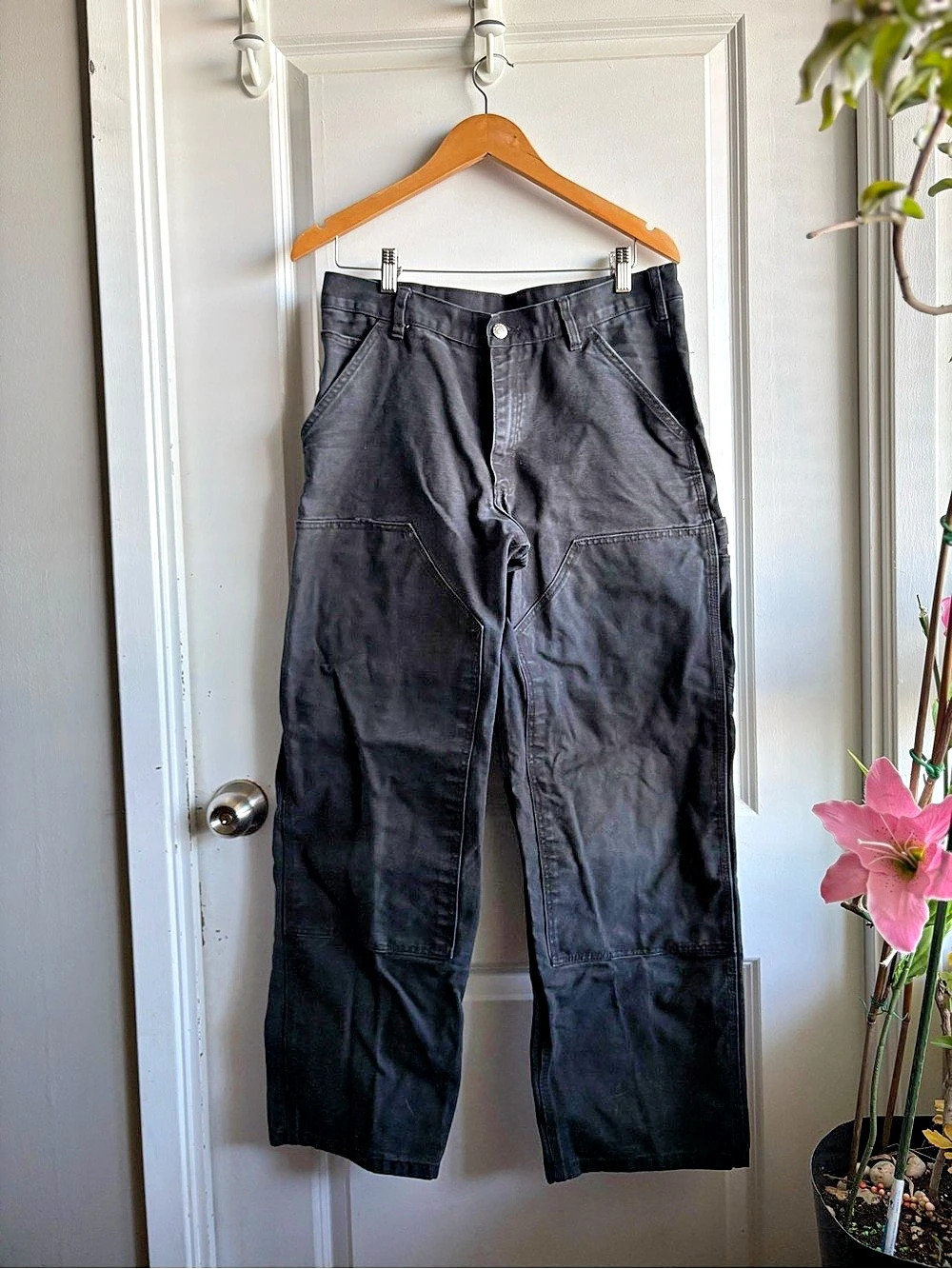 Dakota Double Knee Utility Work Pants Black Waist 34x32